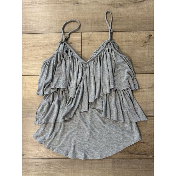 Chaser Tops - Chaser NWT Grey Crossover Ruffle Cami Tank Top Heather Revolve S Small